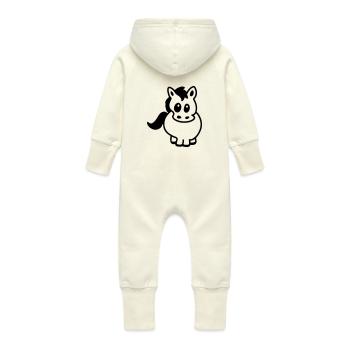 Thick Pony - Line - Baby Organic Sweat Overalls With Hood - vanilla - Back
