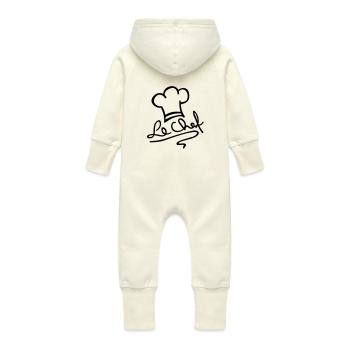 le_chef_ak1 - Grenouillère à capuche bio en molleton Bébé - vanille - Dos