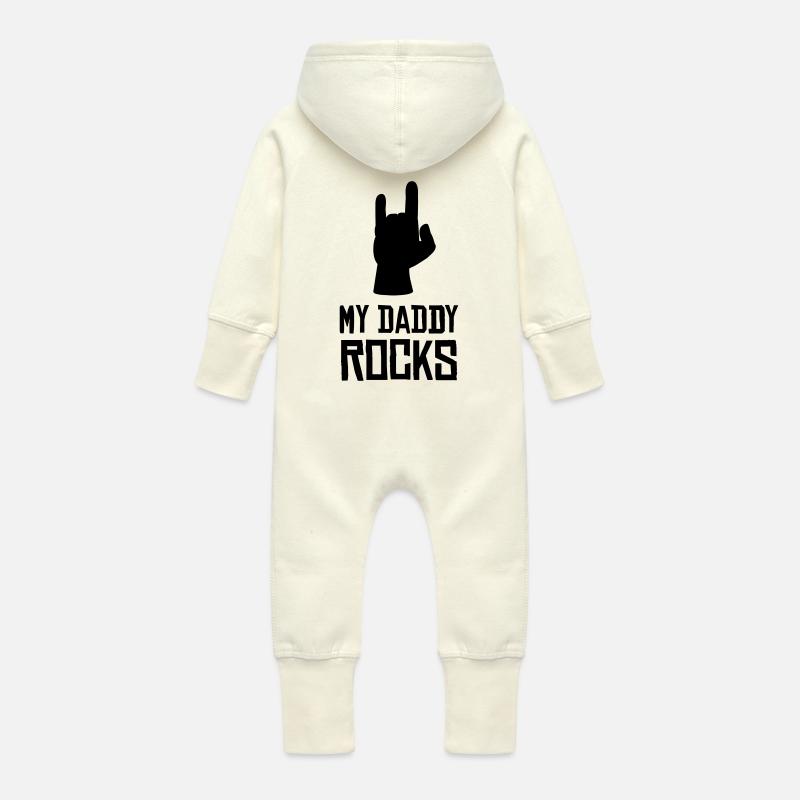 My Daddy Rocks - Baby Bio Sweat Overall mit Kapuze - Vanille-Milchshake