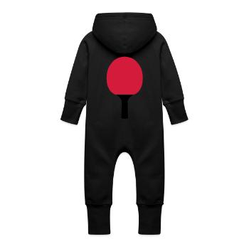 pingpong table tennis racquet racket - Baby Organic Sweat Overalls With Hood - vanilla - Back