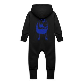 Black Sheep Crossed Arms Insulted Sour - Baby Organic Sweat Overalls With Hood - vanilla - Back