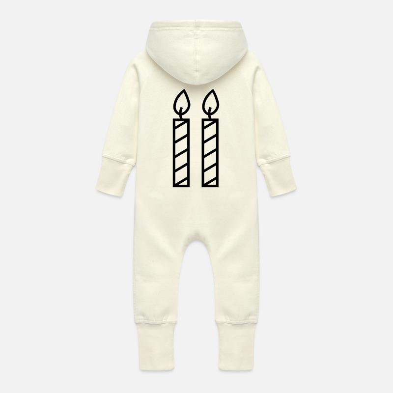 Zwei Kerzen - Baby Bio Sweat Overall mit Kapuze - Vanille-Milchshake