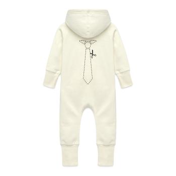 cut_out_tie - Baby Organic Sweat Overalls With Hood - vanilla - Back
