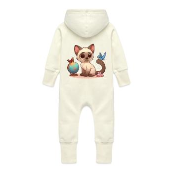 siamois 3 - Grenouillère à capuche bio en molleton Bébé - vanille - Dos