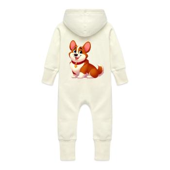 Corgi 16 - Baby Organic Sweat Overalls With Hood - vanilla - Back
