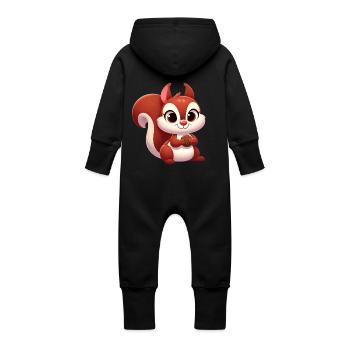 Squirrel 2 - Baby Organic Sweat Overalls With Hood - vanilla - Back