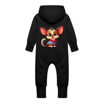 Chihuahua 11 - Baby Organic Sweat Overalls With Hood - vanilla - Back