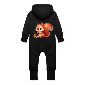 écureuil 8 - Grenouillère à capuche bio en molleton Bébé - vanille - Dos