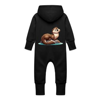 loutre 20 - Grenouillère à capuche bio en molleton Bébé - vanille - Dos