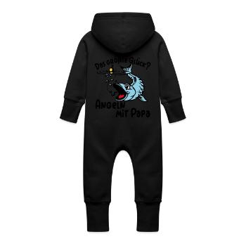 Angeln mit Papa ist das größte Glück - Baby Bio Sweat Overall mit Kapuze - Vanille-Milchshake - Hinten