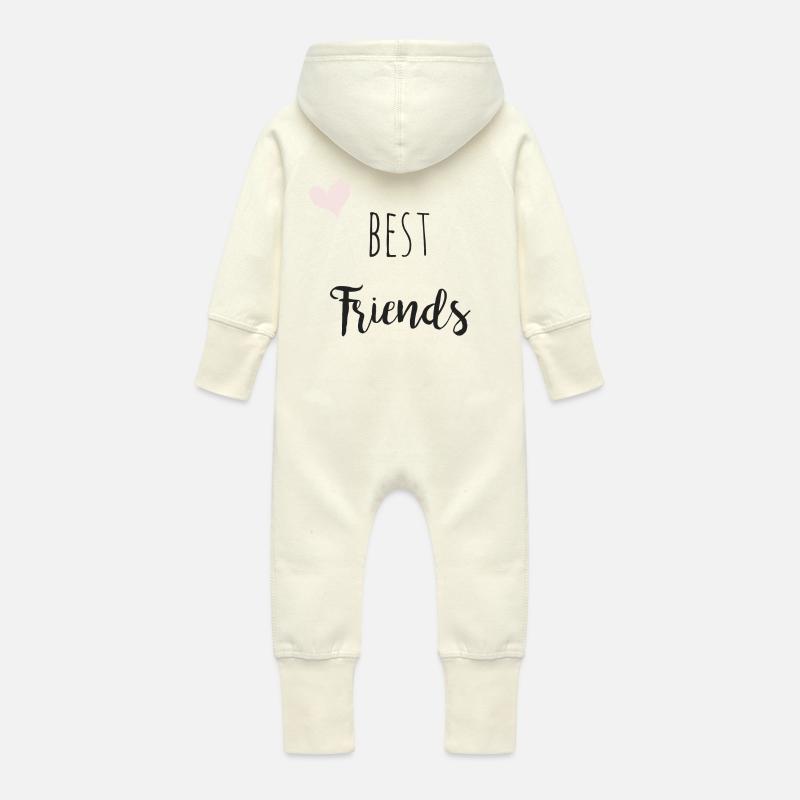 Best friends Forever - Partnerlook - Baby Bio Sweat Overall mit Kapuze - Vanille-Milchshake