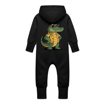 Alligator Lustiger Sommer - Baby Bio Sweat Overall mit Kapuze - Vanille-Milchshake - Hinten