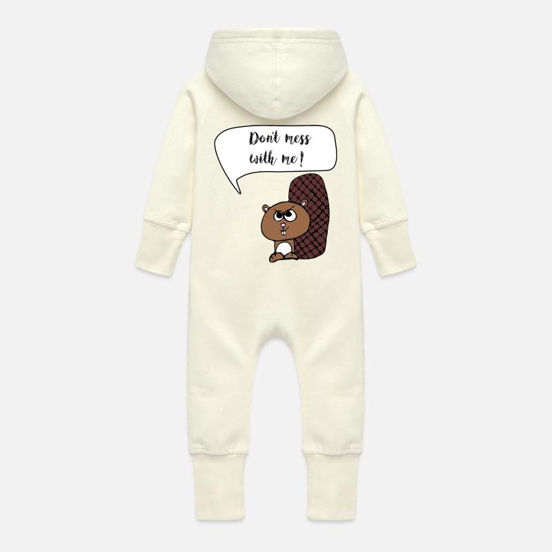 Cheeky beaver - Grenouillère à capuche bio en molleton Bébé - vanille