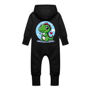 Süßer Dino - Baby Bio Sweat Overall mit Kapuze - Vanille-Milchshake - Hinten