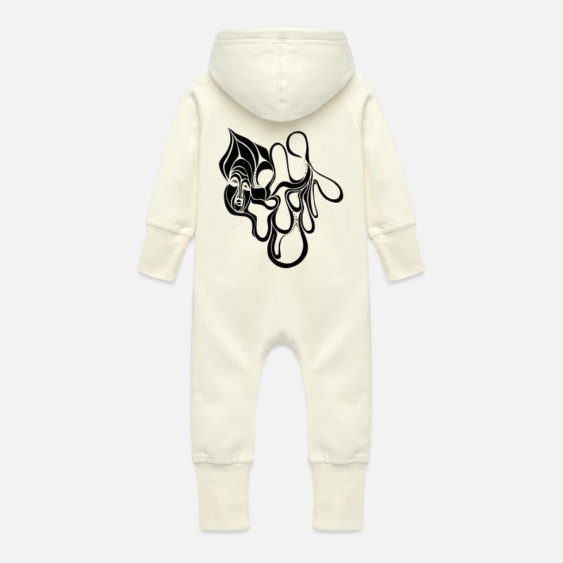 turban - Grenouillère à capuche bio en molleton Bébé - vanille