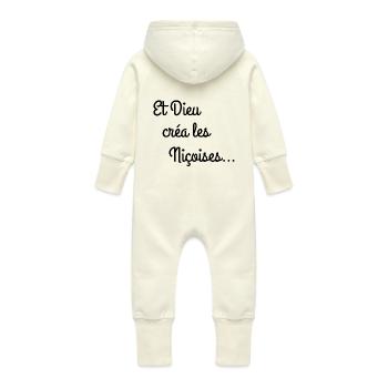 Et Dieu créa noir - Grenouillère à capuche bio en molleton Bébé - vanille - Dos
