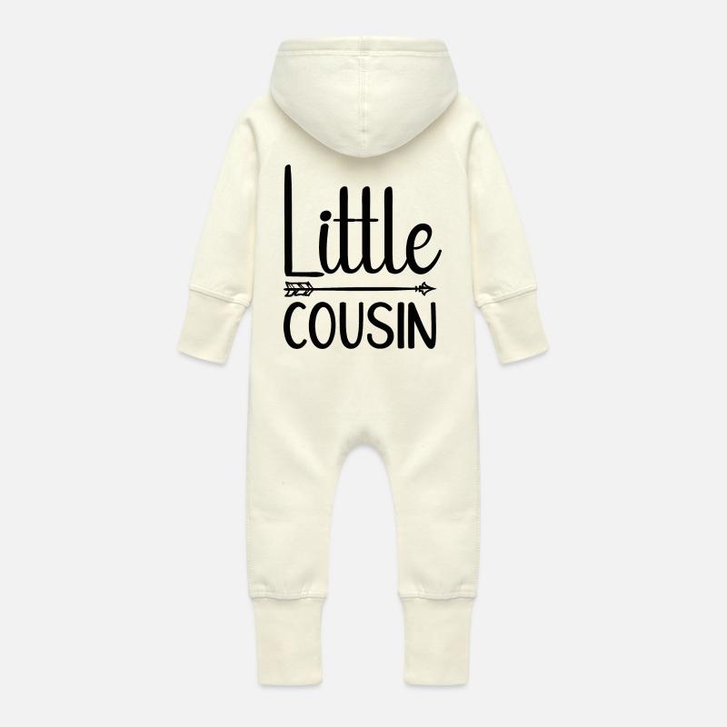 Petit cousin - Grenouillère à capuche bio en molleton Bébé - vanille