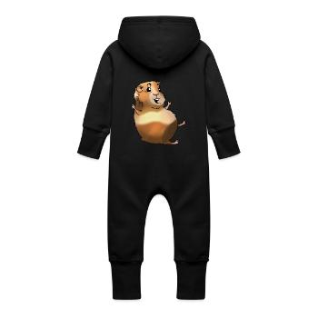 Bunny rabbit carrot Rodent Hare Rodent Hamster - Baby Organic Sweat Overalls With Hood - vanilla - Back