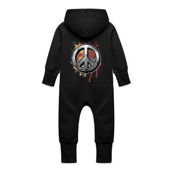Peace sign - Baby Organic Sweat Overalls With Hood - vanilla - Back