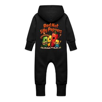 Red Hot Silly Peppers - Baby Organic Sweat Overalls With Hood - vanilla - Back