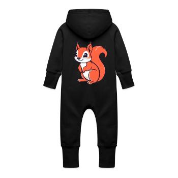 Cute little squirrel - Baby Organic Sweat Overalls With Hood - vanilla - Back