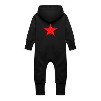 Red Star - Baby Organic Sweat Overalls With Hood - vanilla - Back