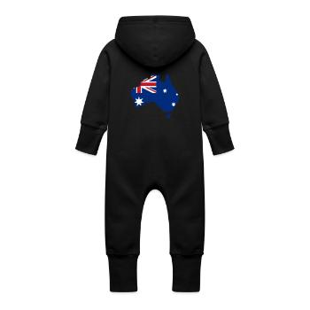 Australia continent flag shirt - Baby Organic Sweat Overalls With Hood - vanilla - Back