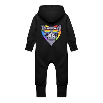 CHAT LGBT British Shorthair Rainbow - Grenouillère à capuche bio en molleton Bébé - vanille - Dos