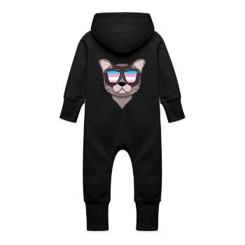 Transgender Transsexual Burma Cat Gift - Baby Organic Sweat Overalls With Hood - vanilla - Back