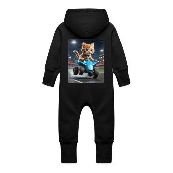 Speedy Whiskers - Racing Trolley on ATV Speedy - Baby Organic Sweat Overalls With Hood - vanilla - Back