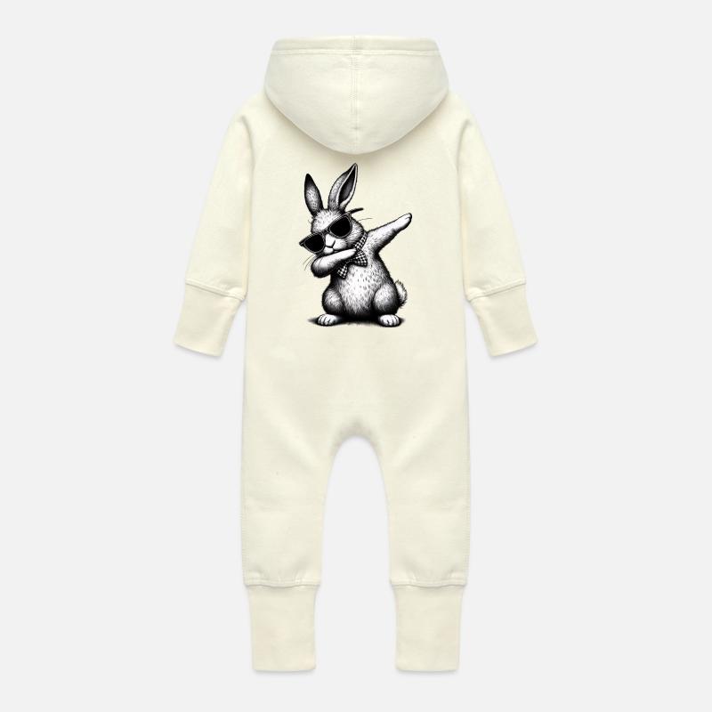 Floss Dance Bunny - Baby Bio Sweat Overall mit Kapuze - Vanille-Milchshake