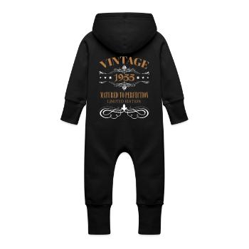 Cadeau Vintage 70ème Anniversaire Année de Naissance 1955 - Grenouillère à capuche bio en molleton Bébé - vanille - Dos