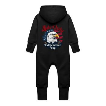 Amerika USA Adler 4th July Independence Day - Baby Bio Sweat Overall mit Kapuze - Vanille-Milchshake - Hinten