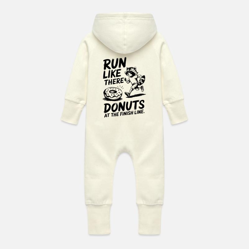 Courez comme un marathonien avec des beignets à l’arrivée - Grenouillère à capuche bio en molleton Bébé - vanille