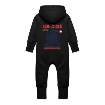 Schweizer Shirt: Käse, Kuh & Feinschmecker Flair - Baby Bio Sweat Overall mit Kapuze - Vanille-Milchshake - Hinten