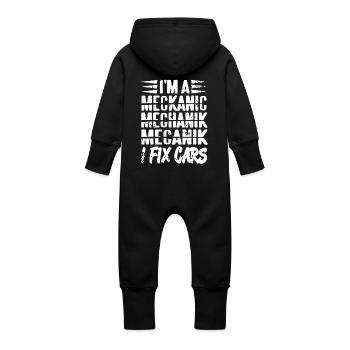 Je répare les voitures Mécanicien Faute d’orthographe Humour Vie de garage - Grenouillère à capuche bio en molleton Bébé - vanille - Dos