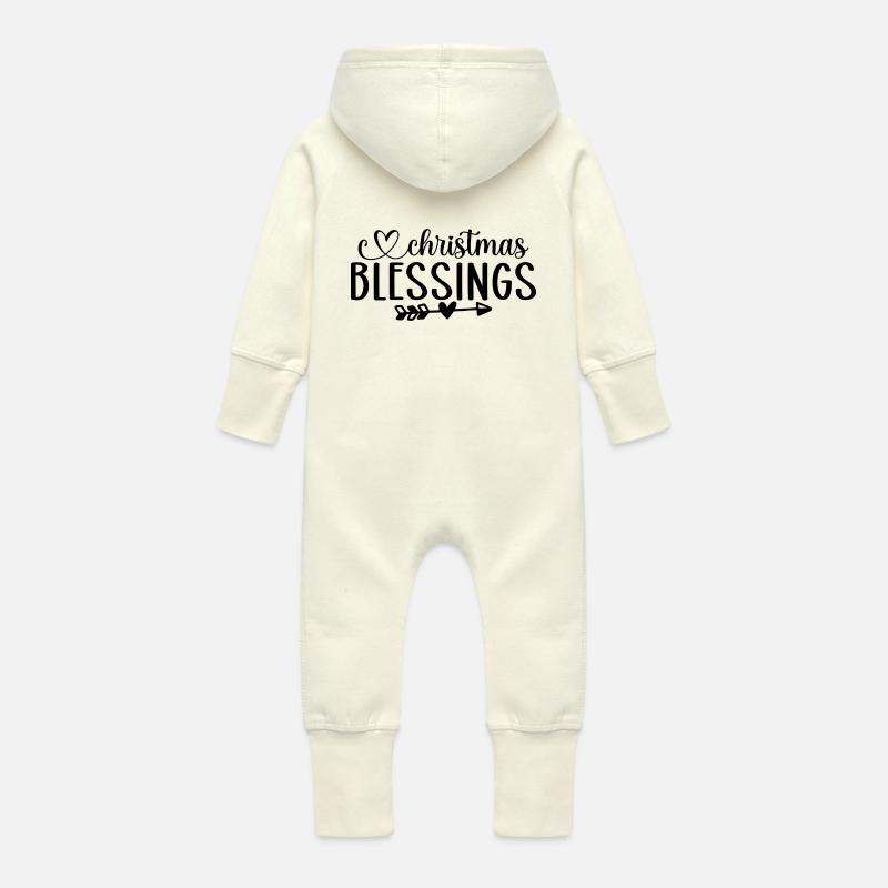 Bénédictions de Noël - Grenouillère à capuche bio en molleton Bébé - vanille