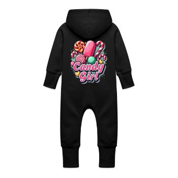 Candy and Girl Candy Lover Carnival - Baby Organic Sweat Overalls With Hood - vanilla - Back