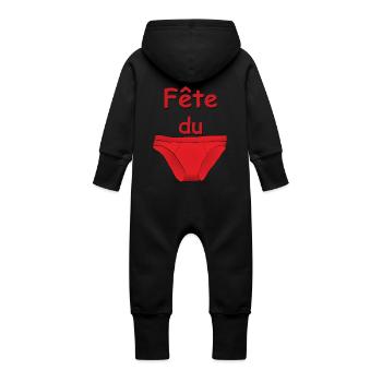 fête du slip - Grenouillère à capuche bio en molleton Bébé - vanille - Dos