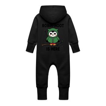 Robin Hoot Funny - Baby Organic Sweat Overalls With Hood - vanilla - Back