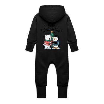 Eisbär Pinguin Frohe Weihnachten Tannenbaum süß - Baby Bio Sweat Overall mit Kapuze - Vanille-Milchshake - Hinten