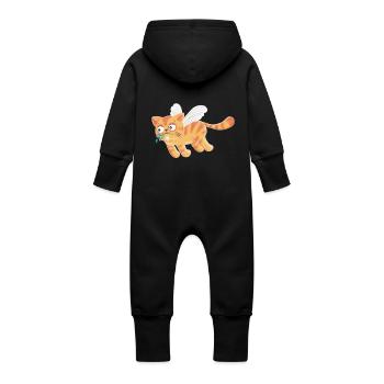 Chat de paix Leo vole pour la paix - Grenouillère à capuche bio en molleton Bébé - vanille - Dos