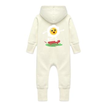 Egg (skateboard) - Baby Organic Sweat Overalls With Hood - vanilla - Back