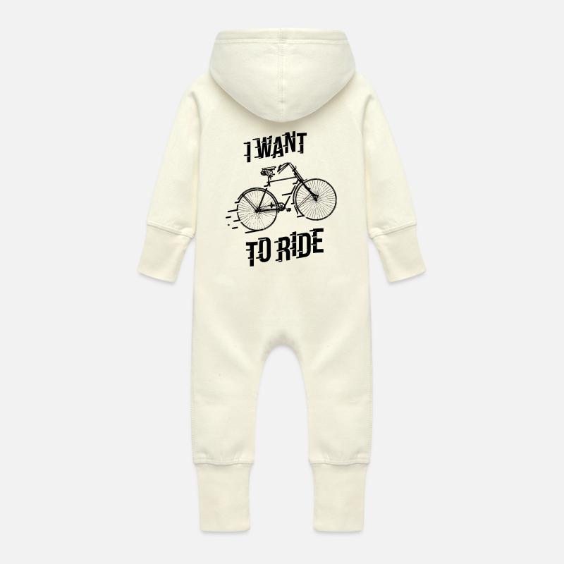 Vélo Bikes Hipster Conception créative de bicyclet - Grenouillère à capuche bio en molleton Bébé - vanille