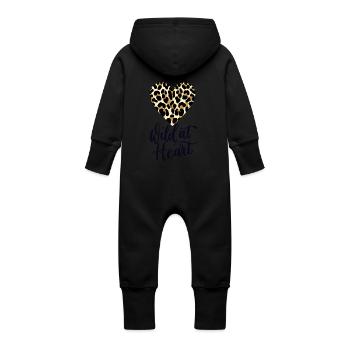 Wild at Heart. Leopard print - Baby Organic Sweat Overalls With Hood - vanilla - Back