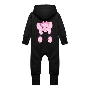 Babyelefant tragen Elefantenbaby rosa Baby Elefant - Baby Bio Sweat Overall mit Kapuze - Vanille-Milchshake - Hinten