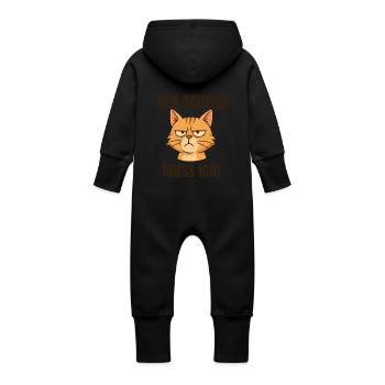 Drôle de chat avec un dicton coquin - Grenouillère à capuche bio en molleton Bébé - vanille - Dos