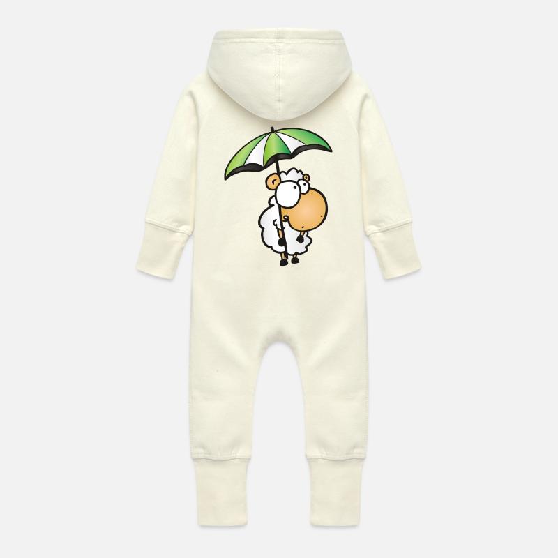 Schaf mit Schirm - Baby Bio Sweat Overall mit Kapuze - Vanille-Milchshake