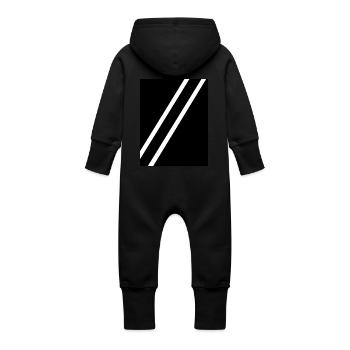 Stripes black - Baby Organic Sweat Overalls With Hood - vanilla - Back