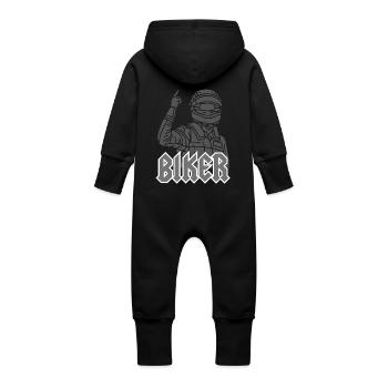 Biker - Baby Organic Sweat Overalls With Hood - vanilla - Back